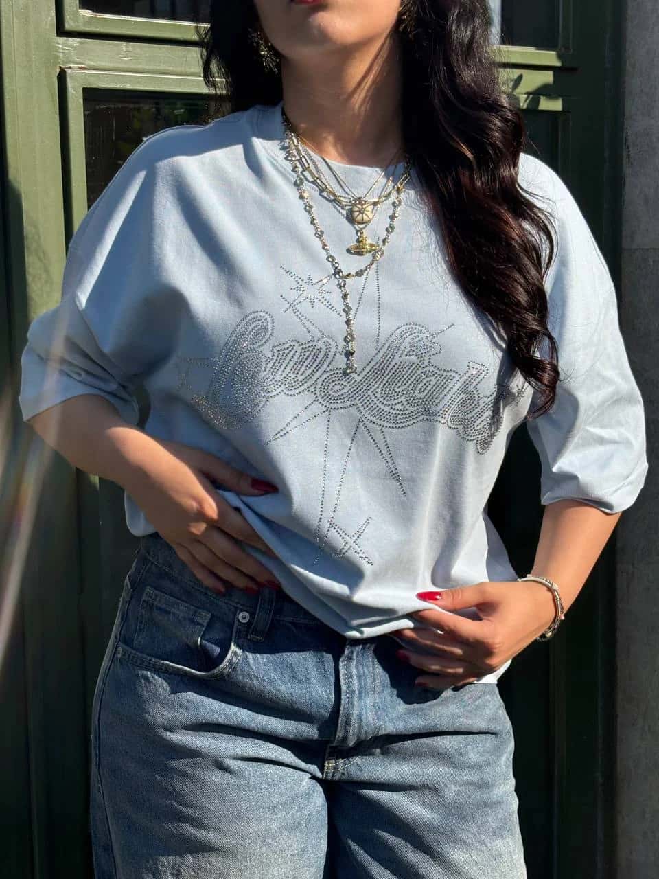 Taşlı Oversize Tshirt