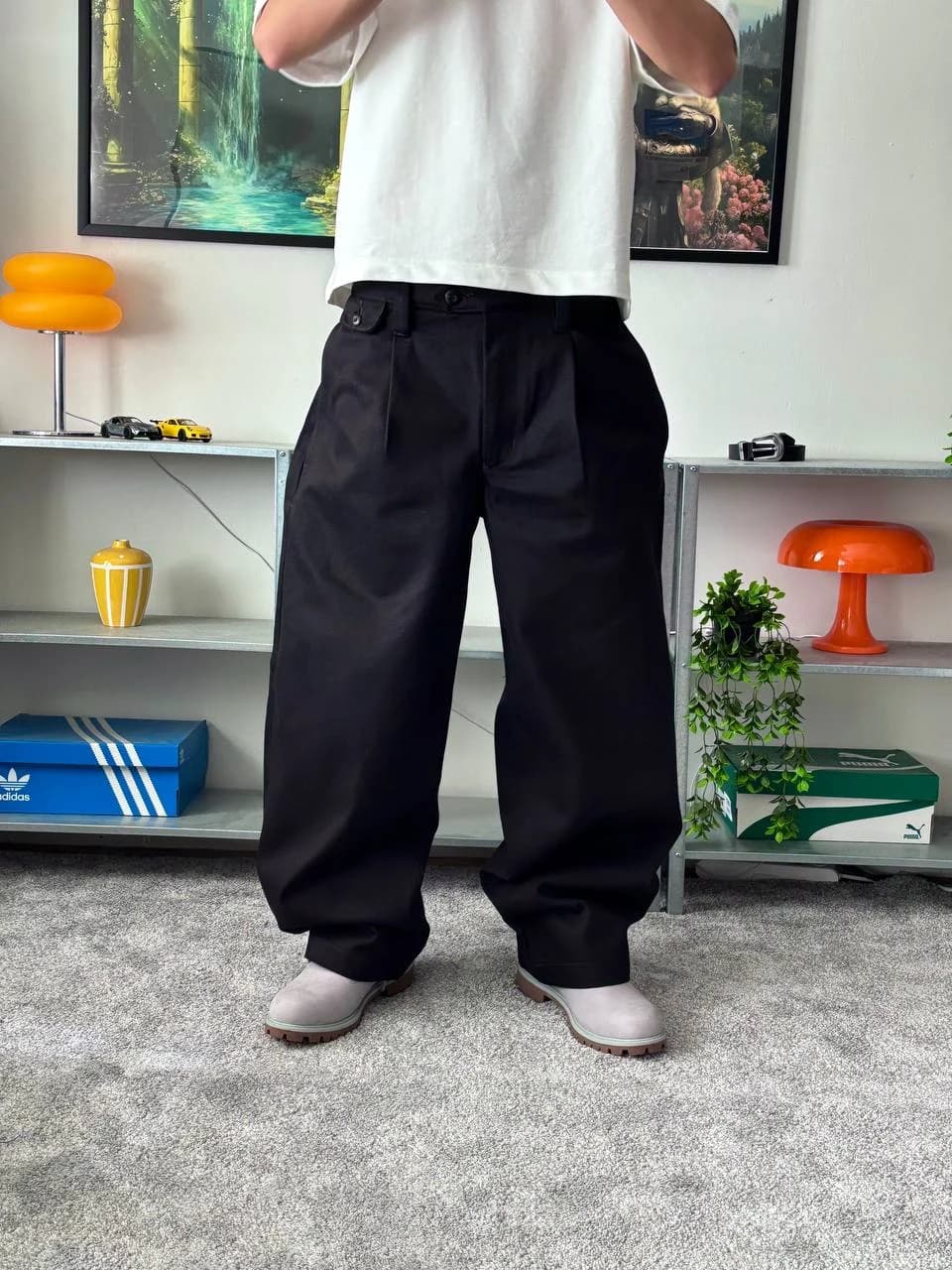 Pileli Baggy Pantolon - 1