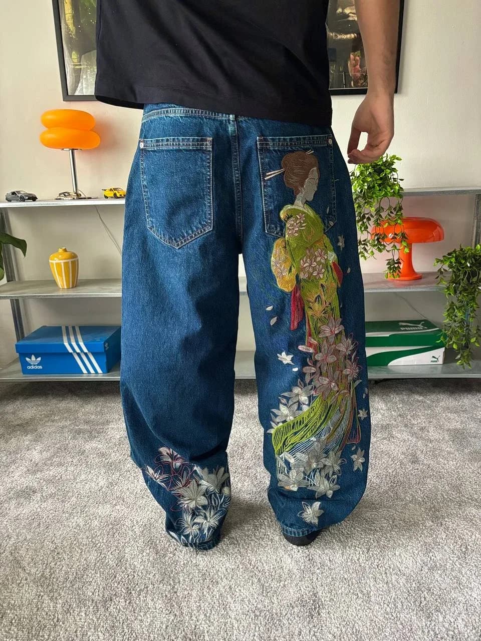 Nakış Detaylı Baggy Pantolon - 1