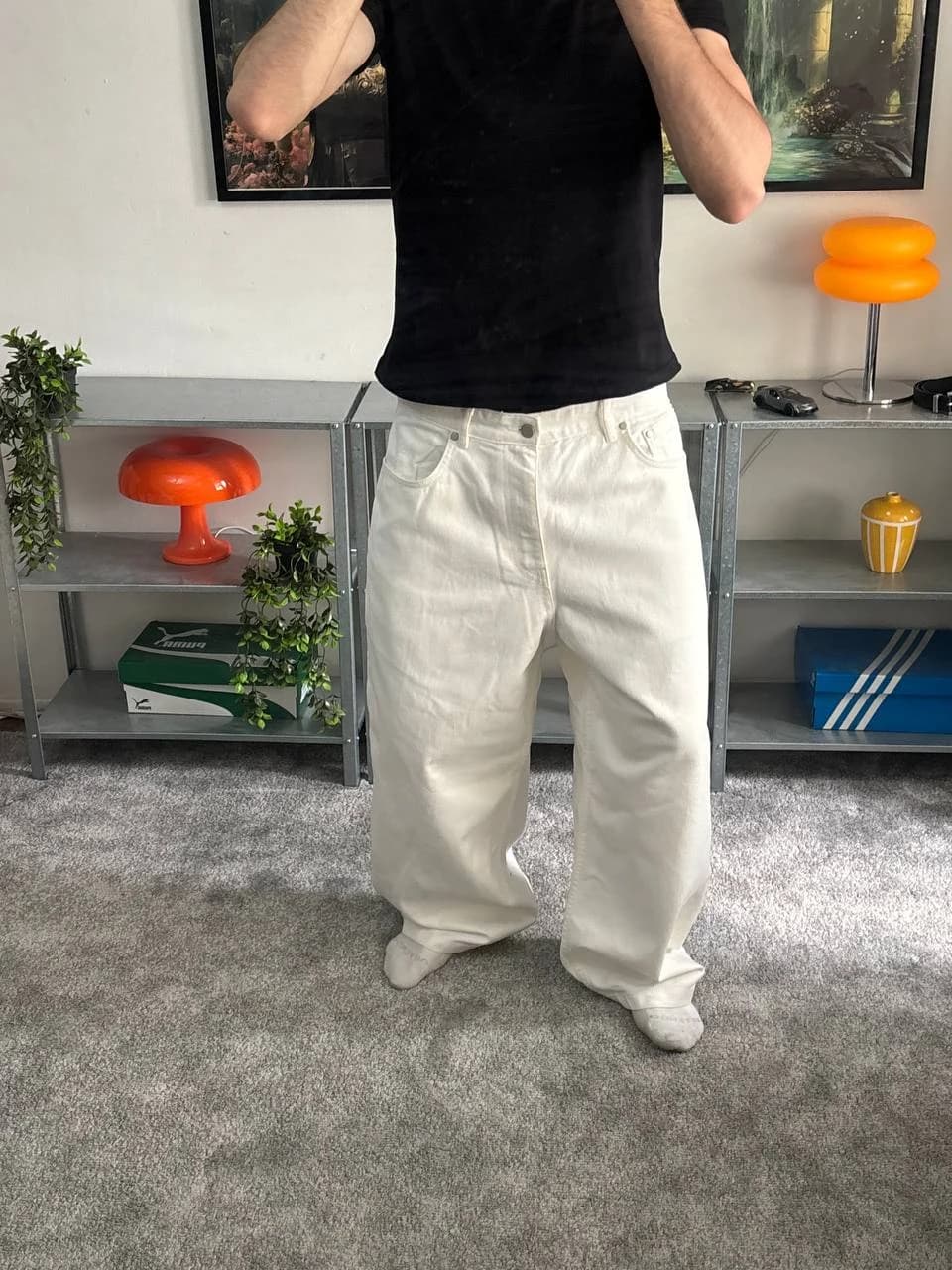 Beyaz Baggy Jeans - 1